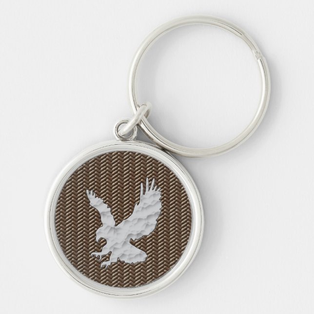 Eagle Brown Leather Keychain (Front)