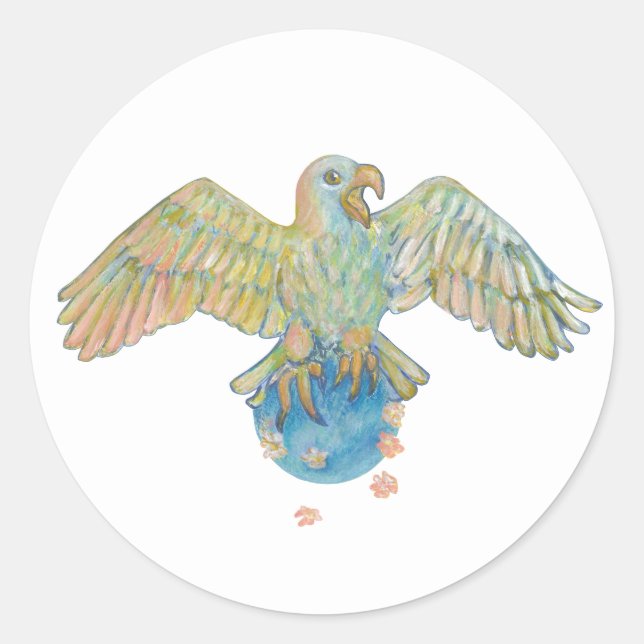 Eagle Carrying Earth   Classic Round Sticker (Front)