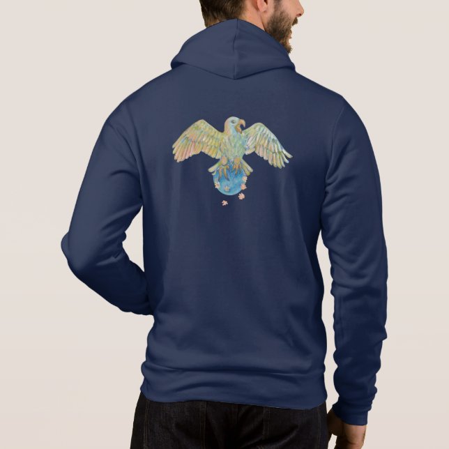 Eagle Carrying Earth Deep Blue   Hoodie (Back)
