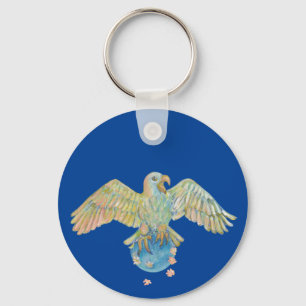 Eagle Carrying Earth Deep Blue Keychain