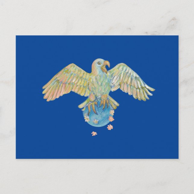 Eagle Carrying Earth Deep Blue Postcard (Front)