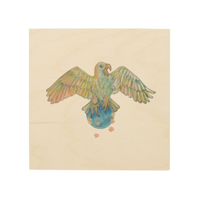 Eagle Carrying Earth  Wood Wall Art (Front)