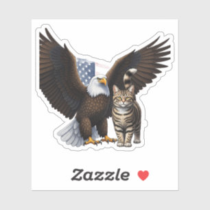 Eagle & Cat Collab – Patriotic Animal Independence Sticker