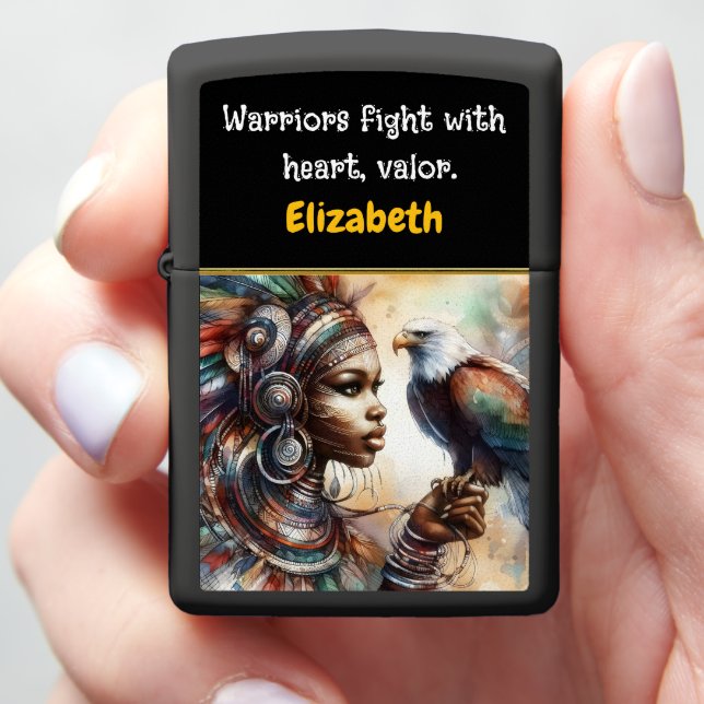 Eagle-clad warrior queen of strength zippo lighter (In Hand)