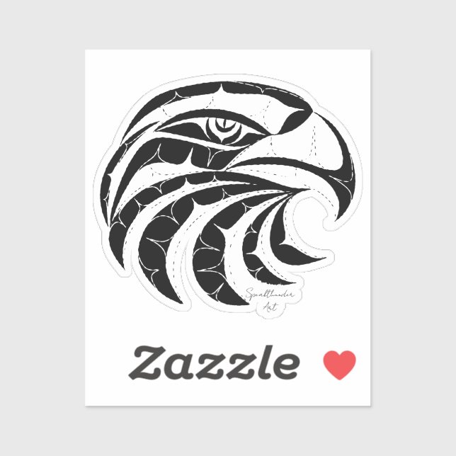 Eagle clean cut portrait Native American art Sticker (Sheet)