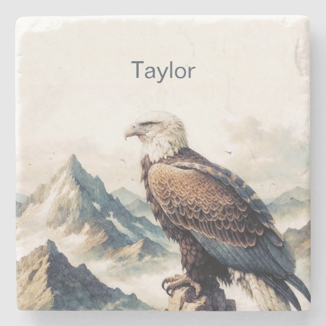 Eagle Coaster, Personalized  Stone Coaster (Front)