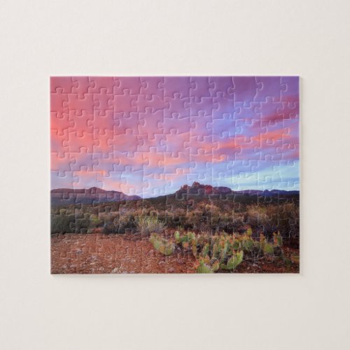 Eagle Crags Zion Cactus Sunset Jigsaw Puzzle