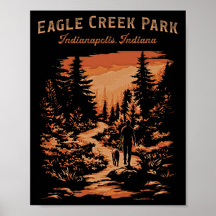 Eagle Creek Park Indianapolis Indiana Vintage Hiki Poster