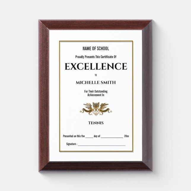 Eagle crest gold excellence achievement award plaque (Vertical)
