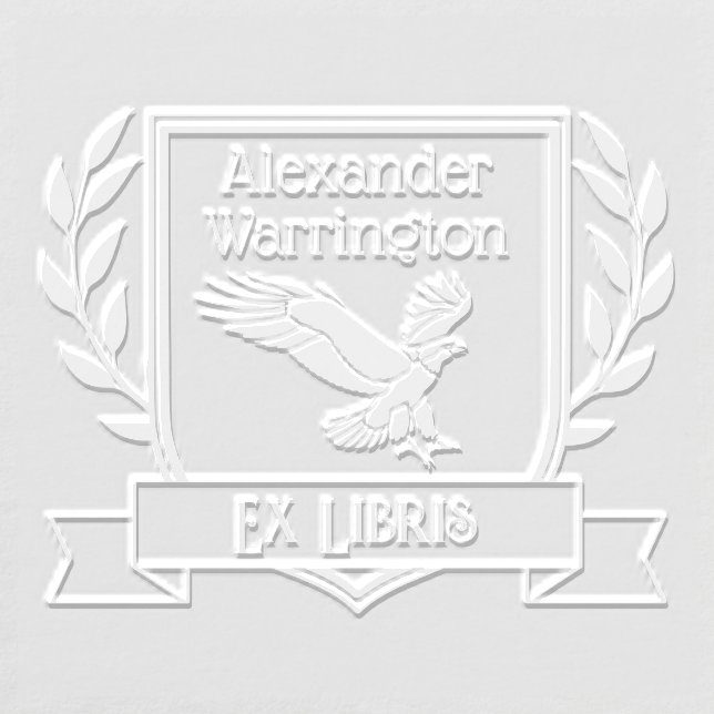 Eagle Crest Ribbon Ex Libris Library Book Name Embosser (Design)
