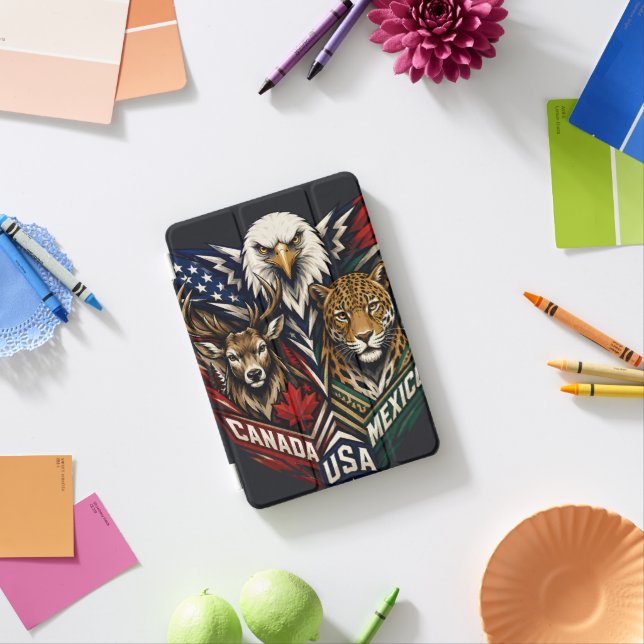 Eagle Deer Jaguar Nature Art iPad Mini Cover (In Situ)