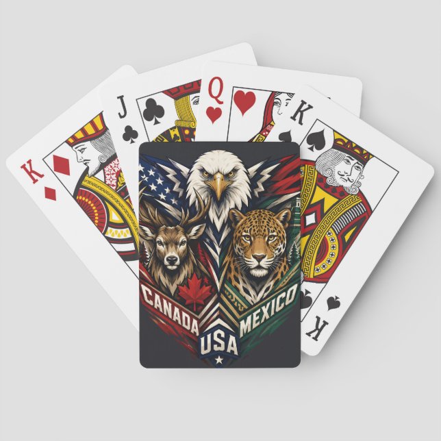 Eagle Deer Jaguar Nature Art Poker Cards (Back)