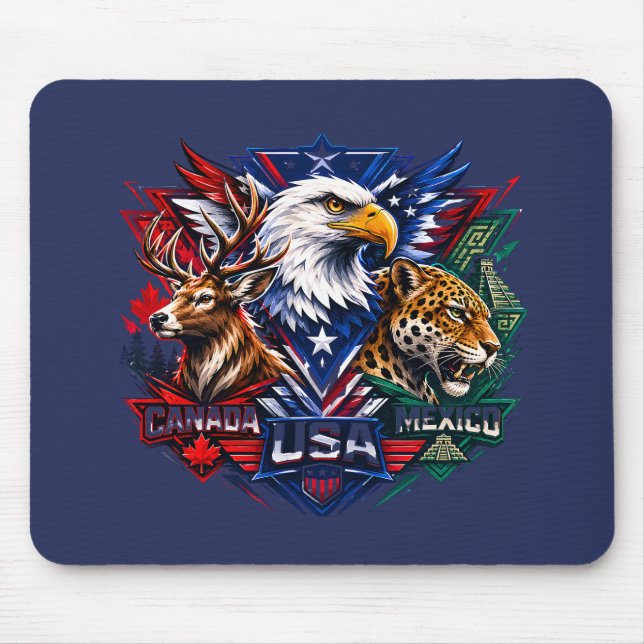 Eagle Deer Jaguar Nature Art world cup 2026 Mouse Pad (Front)