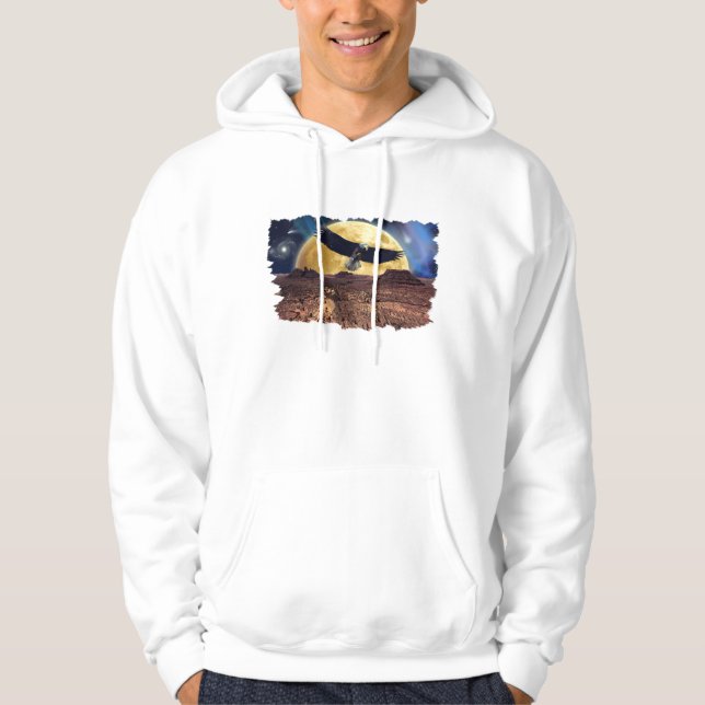 Eagle & Desert Moon Fantasy Wildlife Hoodie (Front)