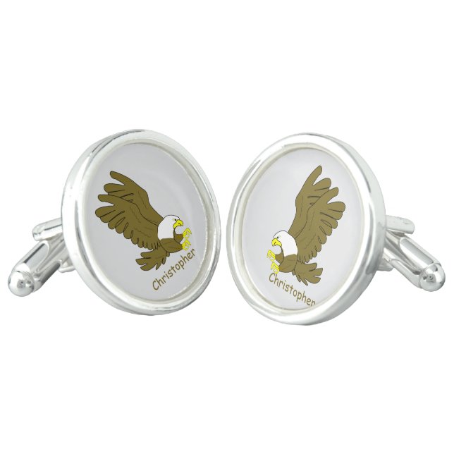 Eagle Design Personalised Cufflinks (Angled)