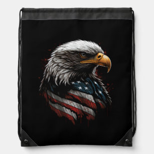 eagle design with american flag drawstring bag