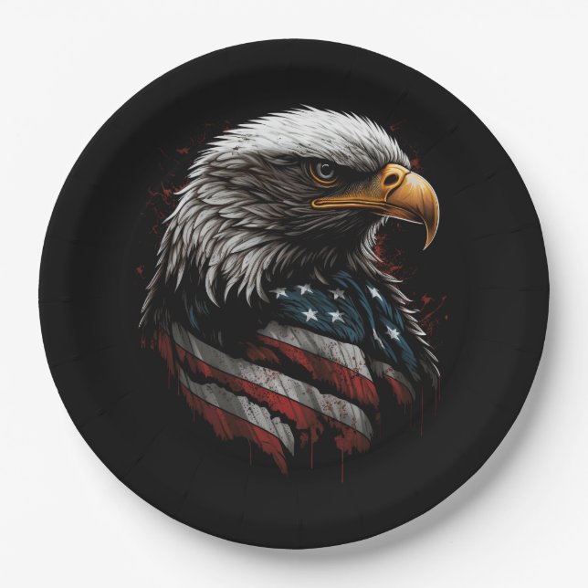 eagle design with american flag paper plates (Front)