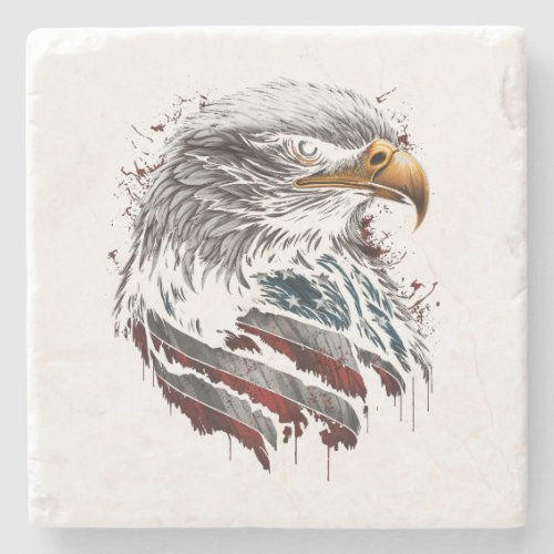 eagle design with american flag stone coaster