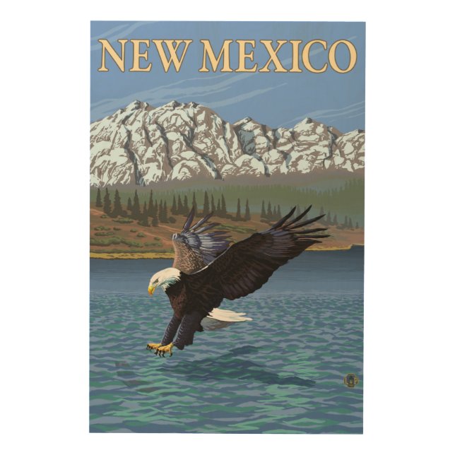 Eagle DivingNew Mexico Wood Wall Art (Front)