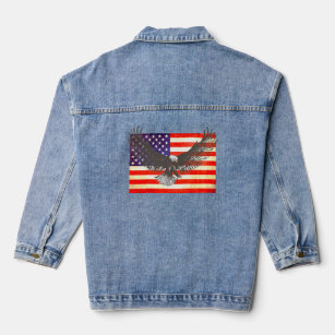 Eagle drawing on US flag Denim Jacket