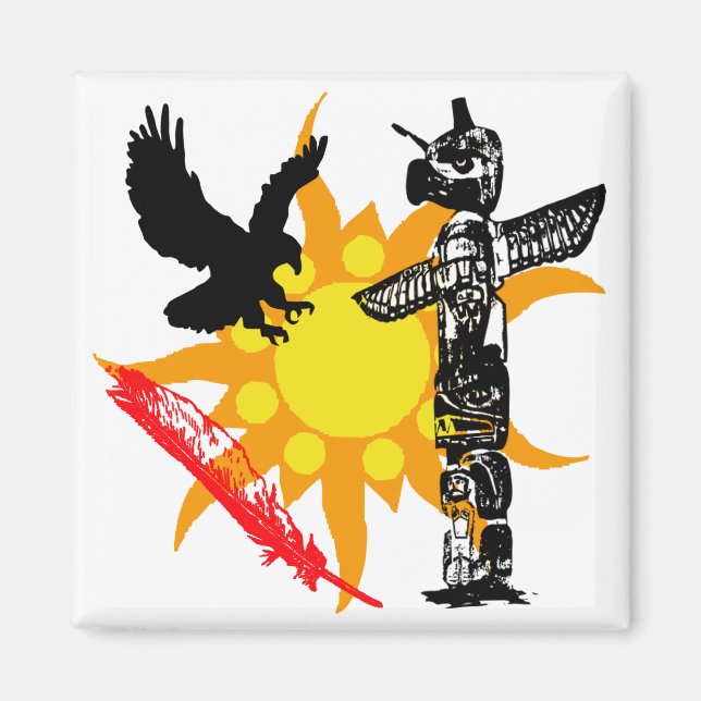 Eagle, Eagle Totem, & Feather design Magnet (Front)