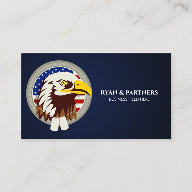 Eagle Emblem USA Flag Business Card (Front)