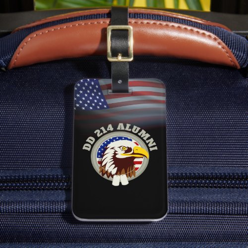 Eagle Emblem USA Flag  DD 214 Alumni Black Luggage Tag
