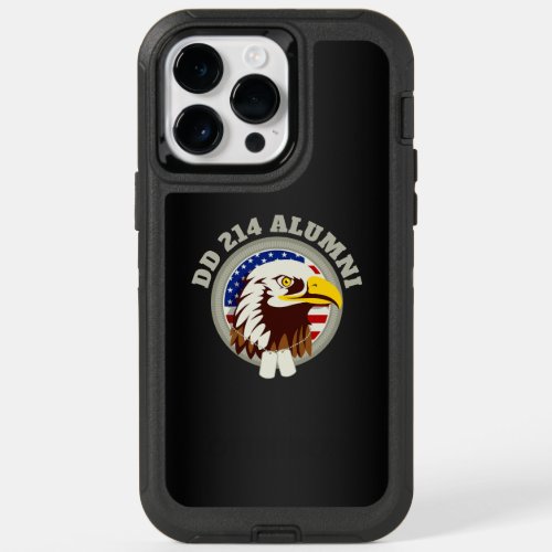 Eagle Emblem USA Flag  DD 214 Alumni Black OtterBox iPhone 14 Pro Max Case