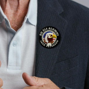 Eagle Emblem USA Flag   DD 214 Alumni Monogram Button