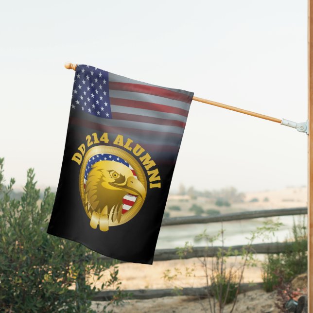 Eagle Emblem USA Flag | DD 214 Alumni Outdoor Flag (Insitu (Back))