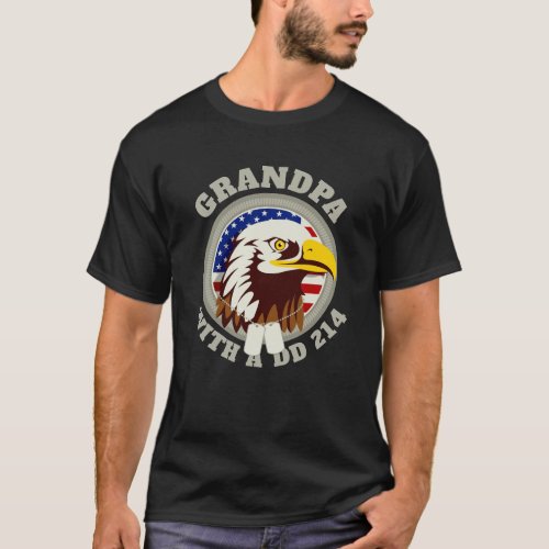 Eagle Emblem USA Flag  Grandpa DD 214 Black T_Shirt