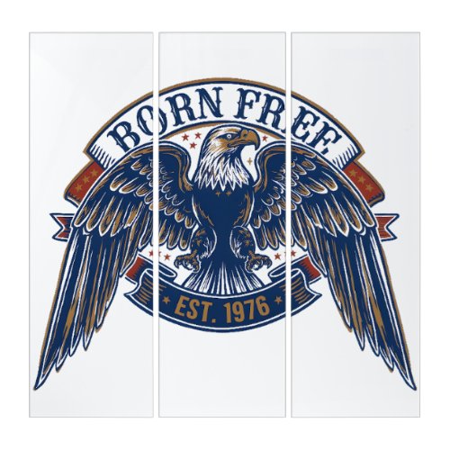 Eagle Emblem with Born Free Banner, Majestic Eagle Triptych