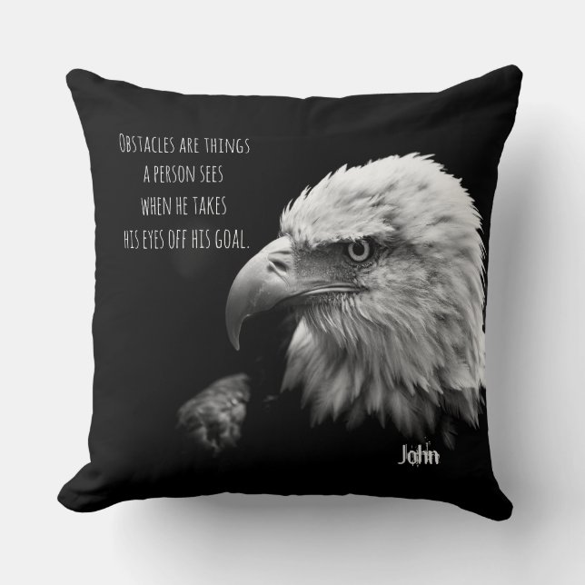 Eagle Eyes Best Quote Personalized Name Throw Pillow (Front)