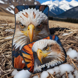 Eagle Face Design with Personalized Text Car Floor Mat