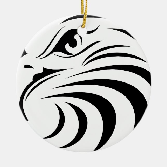 Eagle Face Silhouette Ceramic Ornament (Front)