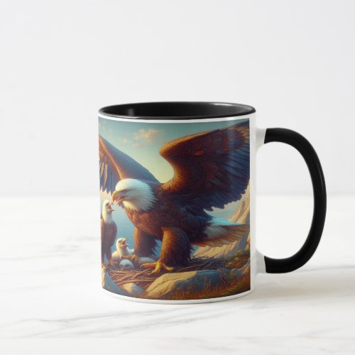 Eagle Family Nesting Atop a Cliff During 36x24 Mug