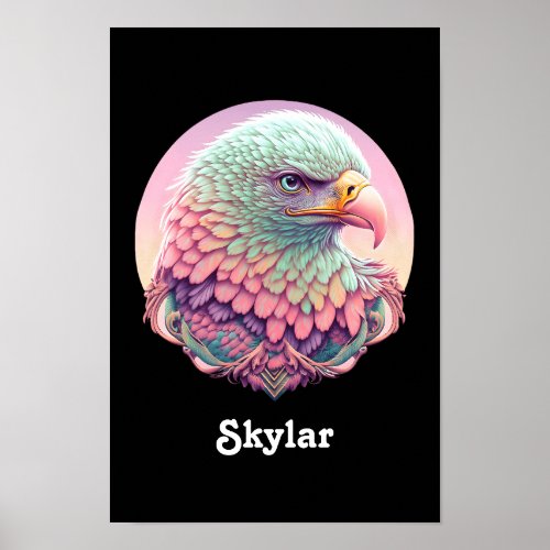 Eagle Fantasy Art Pink Blue Purple Spirit Animal Poster