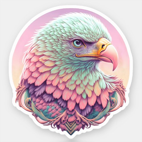 Eagle Fantasy Art Pink Blue Purple Spirit Animal Sticker