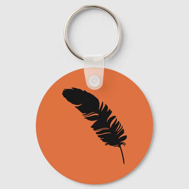 Eagle feather black silhouette keychain (Front)