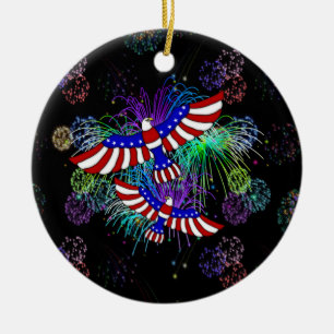 Eagle Fireworks Ceramic Ornament