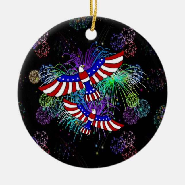 Eagle Fireworks Ceramic Ornament (Front)