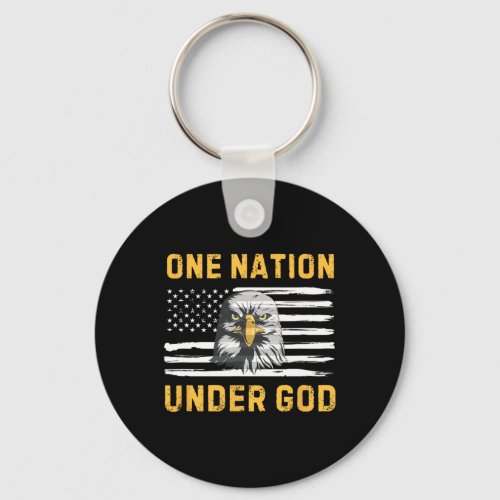 Eagle Flag 4th Of July One Nation Under God  Keychain