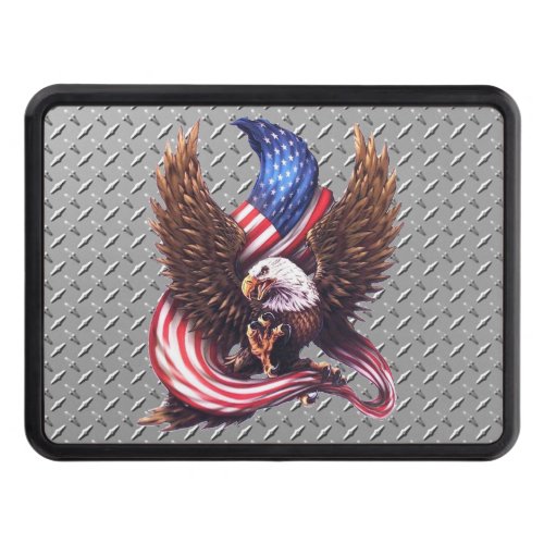 Eagle Flag  Diamond Plate Hitch Cover