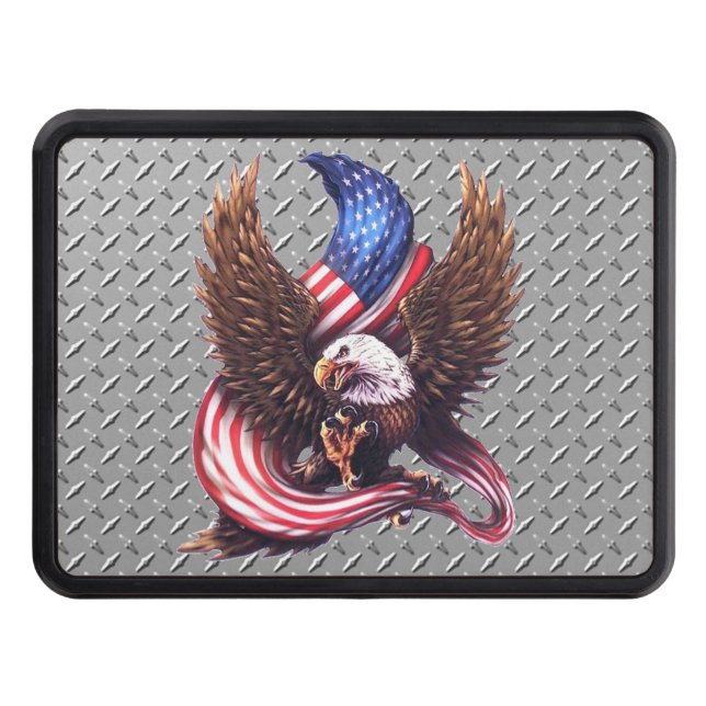 Eagle Flag & Diamond Plate Hitch Cover (Front)