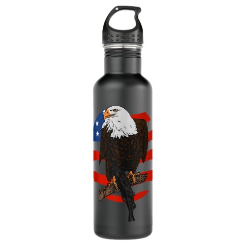 Eagle flag imprint american animal bald fish patri stainless steel water bottle