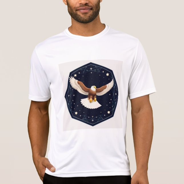 Eagle Flying Against Starry Background T-Shirt (Front)