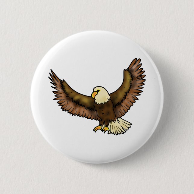 Eagle flying bird art button (Front)