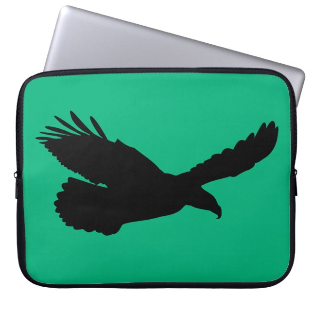 Eagle Flying Green Laptop Sleeve Your Color - Text (Front)