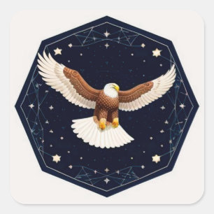 Eagle Flying in Starry Sky Freedom Spirit Gift 🌌✨ Square Sticker