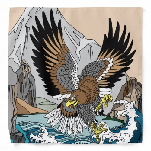 Eagle Flying Low Over Stormy Sea Bandana